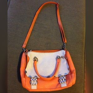 Orange White Crossbody Purse Shoulder Handbag